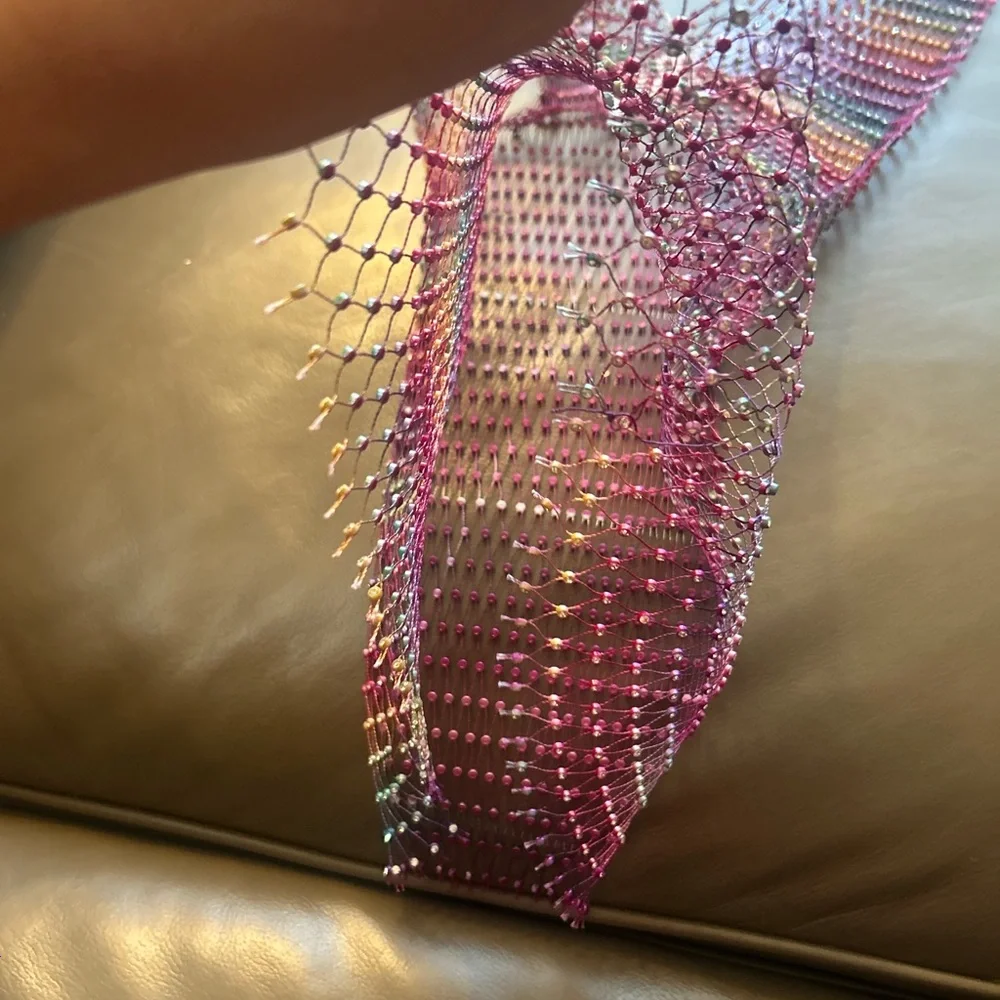 Sexy Shiny Rhinestone Rainbow 🌈Mesh Summer Crop Top Stretchy - Picture 17 of 17
